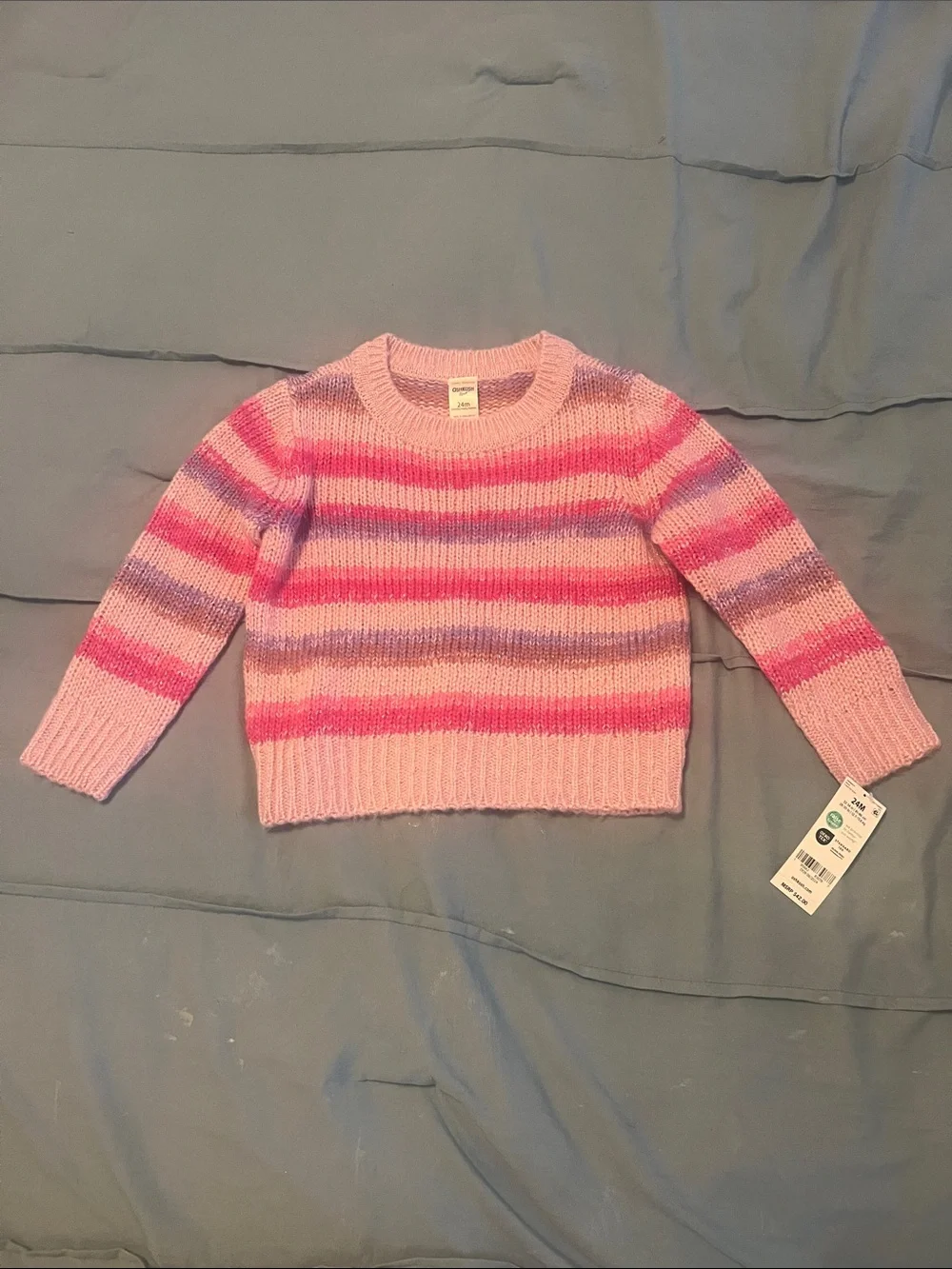 Carter’s Striped Pink & Lavender Knit Sweater NWT